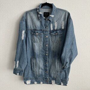 Love Tree Oversized Distressed Denim Jacket